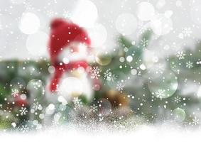 defocussed christmas snowman background with snowflake design vector