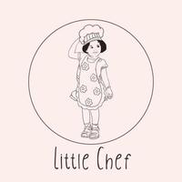 chef, niña, bosquejo, logotipo, vector