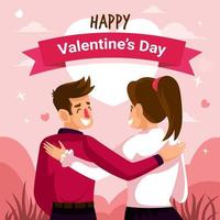 Valentine's Day Couple Smile Each Other vector