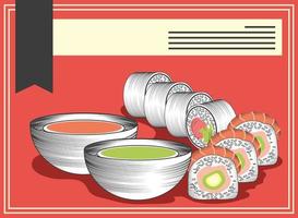 sushi and sauces vector
