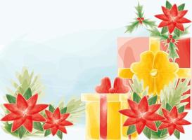 regalos de navidad y flores vector