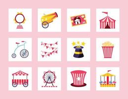 circus icon set vector