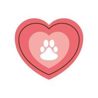 pets paw in heart vector