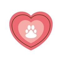 pets paw in heart vector