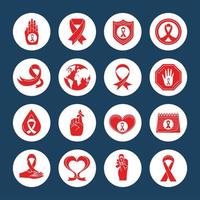 set of AIDS round icons vector