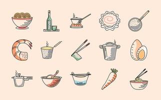 set of japanese food vector