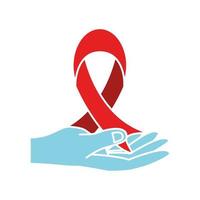 red ribbon in hand vector