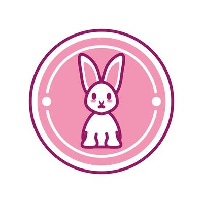 cute rabbit in badge