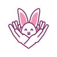 hands holds rabbit vector