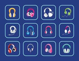 set of various earphones vector