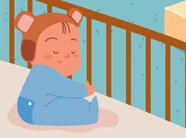 baby on crib vector