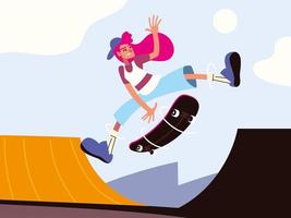 girl riding a skateboard vector