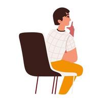 boy sitting on chair vector