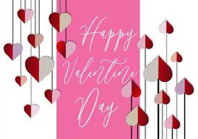 paper hearts on white background for valentines day card pink and red heart with text happy valentines day - heart pattern abstract texture background seamless photo