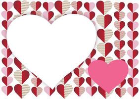 Corazones de papel sobre fondo blanco para la tarjeta del día de San Valentín con espacio para texto - patrón de corazón rosa y rojo textura de fondo abstracto sin costuras foto