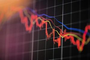 caída de valores mercado pérdida de cambio gráfico de comercio análisis indicador de inversión gráfico de negocios gráficos de fondo digital financiero crisis de acciones a la baja precio rojo en gráfico de tendencia a la baja caída foto