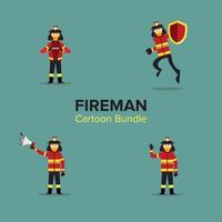 Cartoon Batch of Fireman . Bundle. Set vector