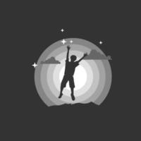 Jumping Kid in the Night. Silhouette vector