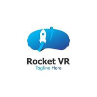gráfico de vector de ilustración del logotipo de realidad virtual de cohete. perfecto para usar en empresas de tecnología
