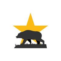 gráfico de vector de ilustración del logotipo de oso grizzly estrella. perfecto para usar en empresas de tecnología