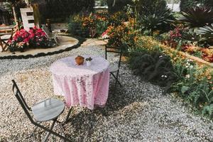 jardinería doméstica y decoración de interiores ambientes de invernadero jardines secretos y configuraciones de jardinería modernas flores y plantas ornamentales y vegetación en espacios de trabajo con mesa y silla foto