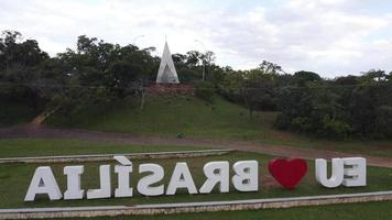 Brasilia, Brazil, DF December 9, 2021 Ariel View of The Ermida or Chapel at Park Dom Bosco in Brasilia video