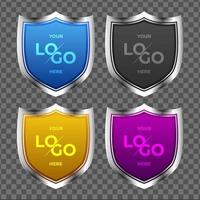 Protect guard 3d shield concept. Outline badge. Safety icon set. Privacy banner kit. Security label. 3d game style sticker symbol shape. Safeguard simple sign.