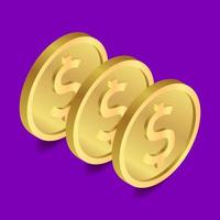 dollar coin arrangement, gold coin 3d icon for business vector