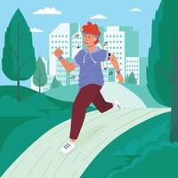 Healthy Boy Jogging Outdoors vector