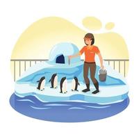 Zookeeper Feeding Penguins vector