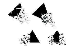 Shape explosion broken and shattered flat style design vector illustration set.