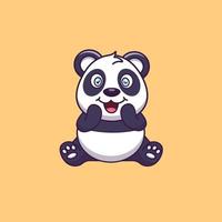 Cartoon cute panda sitting. Vector illustration