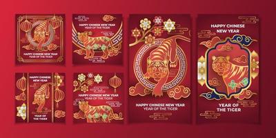 Chinese New Year of The Tiger Social Media Post vector