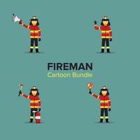 Cartoon Batch of Fireman . Bundle. Set vector