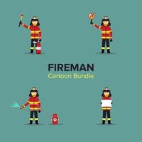 Cartoon Batch of Fireman . Bundle. Set vector