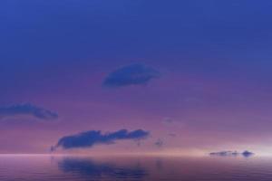 Seascape with a water surface under a purple sky