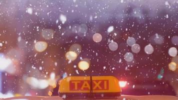 Cinemagraph of a night landscape with a taxi