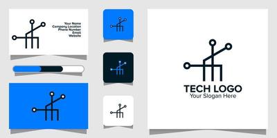 gráfico de vector de ilustración del logotipo de tecnología de línea. perfecto para usar en empresas de tecnología