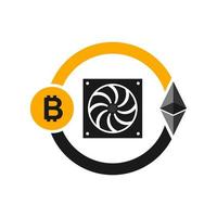 gráfico de vector de ilustración del logotipo de minería de bitcoin. perfecto para usar en empresas mineras