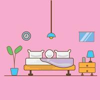 comfortable bedroom ilustration flat vector design eps 10