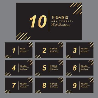 Set anniversary celebration luxury gold version vector design template