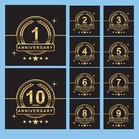 Set anniversary celebration luxury gold version vector design template