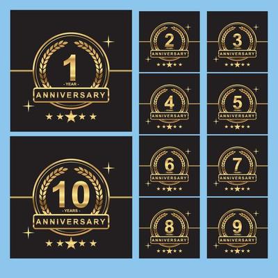 Set anniversary celebration luxury gold version vector design template