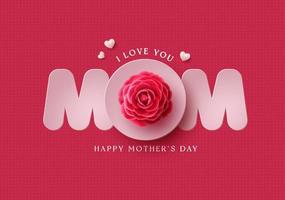 Happy mother's day vector design. Mother's day greeting card with mom paper cut text in red pattern background for mommy celebration decoration. Vector Illustration.