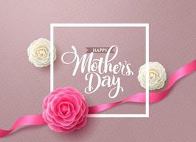 Mother's day vector background design. Happy mother's day greeting text with camellia flower in elegant pattern for international mom's day card decoration. Vector Illustration.