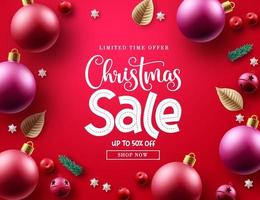 Merry christmas sale vector banner design. Christmas limited time offer text with xmas holiday elements decoration for promotional background. Vector illustration.