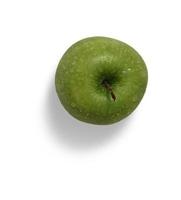 Manzana verde fruta aislada con rodaja y hojas aisladas y colección de verduras sobre un blanco