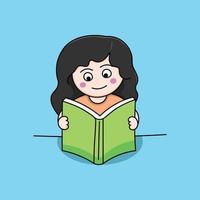 cute character illustration is reading book