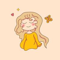 cute chibi smiling character joyful illustration vector