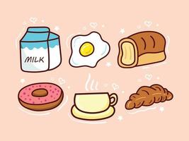 conjunto de paquete de ilustración de menú de desayuno vector